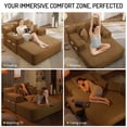 thumbnail image 6 of FFH 60" Chaise Lounge Chair Indoor, Convertible Sleeper Sofa Bed with Storage Pockets, Plush Corduroy Floor Lazy Sofa, Frameless Design, Camel, 6 of 12