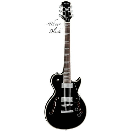 Luna Athena Maple Hollow Body Electric Guitar, Rosewood Fretboard, Black