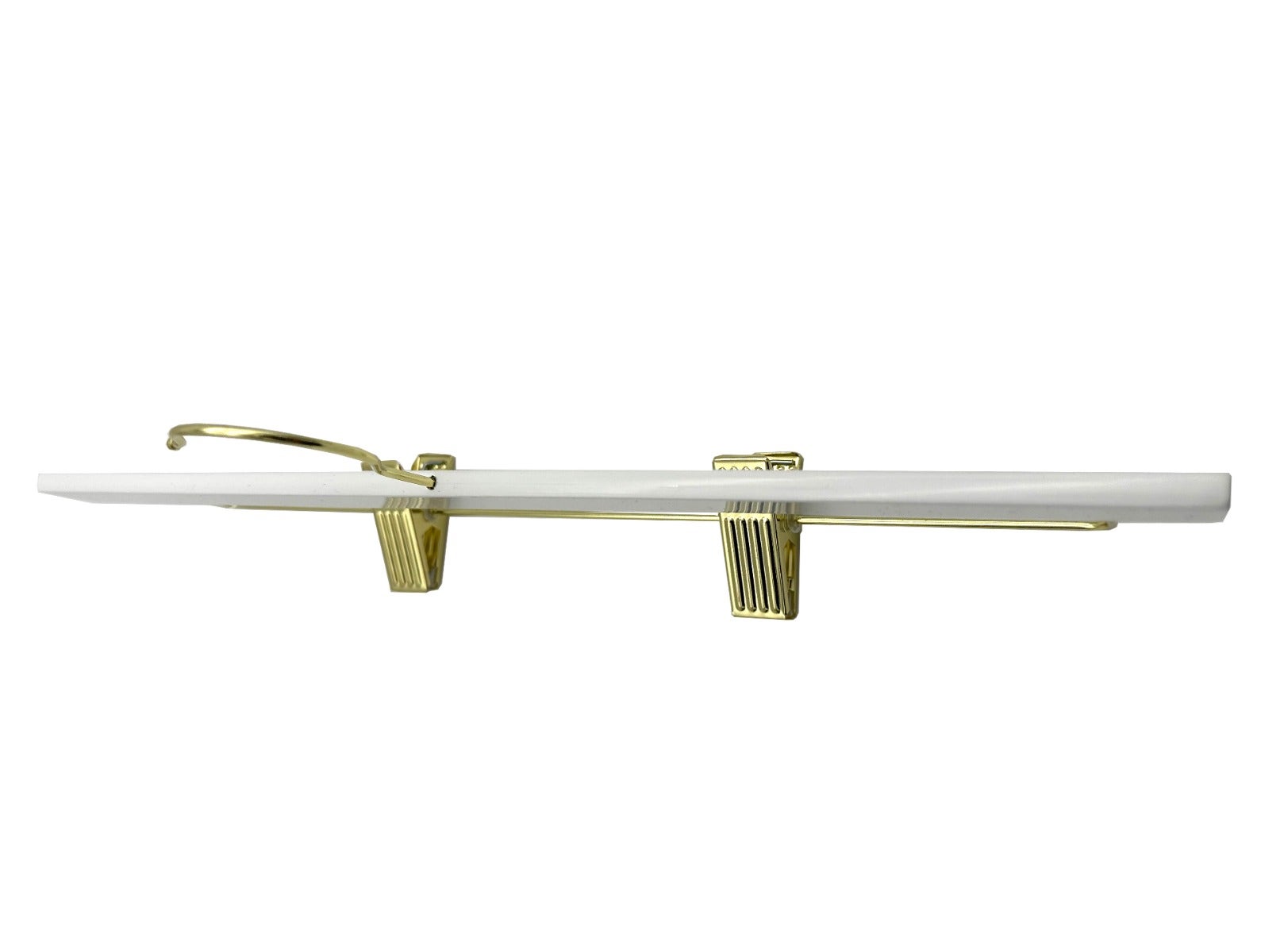 Nahanco 14" NAHANCO SlimLine Wooden Pant/Skirt Hanger With Padded Clips - High Gloss White W/Gold
