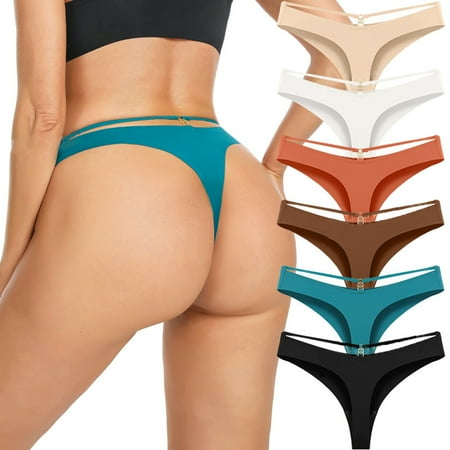 BYHONG Women s Underwear Seamless Thongs 6 Pack No Show Thong Breathable Low Rise Sexy Panties Underwear Women s Panties White S