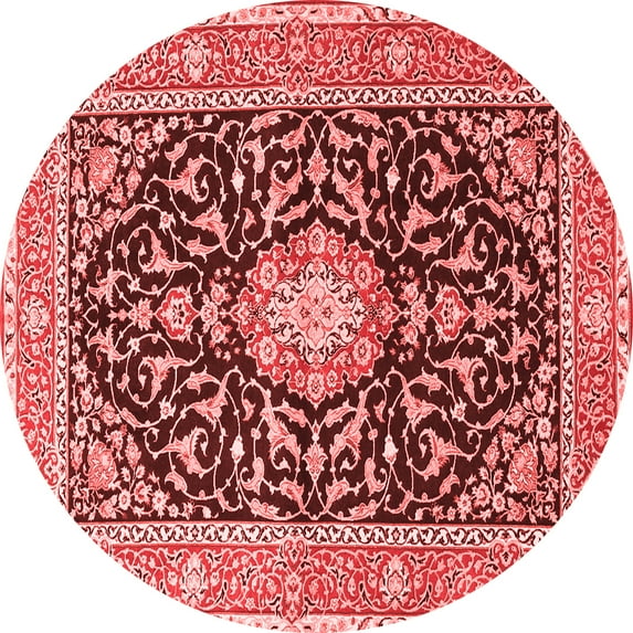 Ahgly Company Indoor Round Medallion Red Traditional Area Rugs, 5' Round