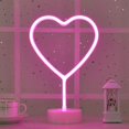 thumbnail image 1 of Letrero de neón LED con base alimentada por batería/USB, luces de neón para dormitorio, habitación de bebé, familia, boda, fiesta, cumpleaños (corazón de amor rosa), 1 of 4