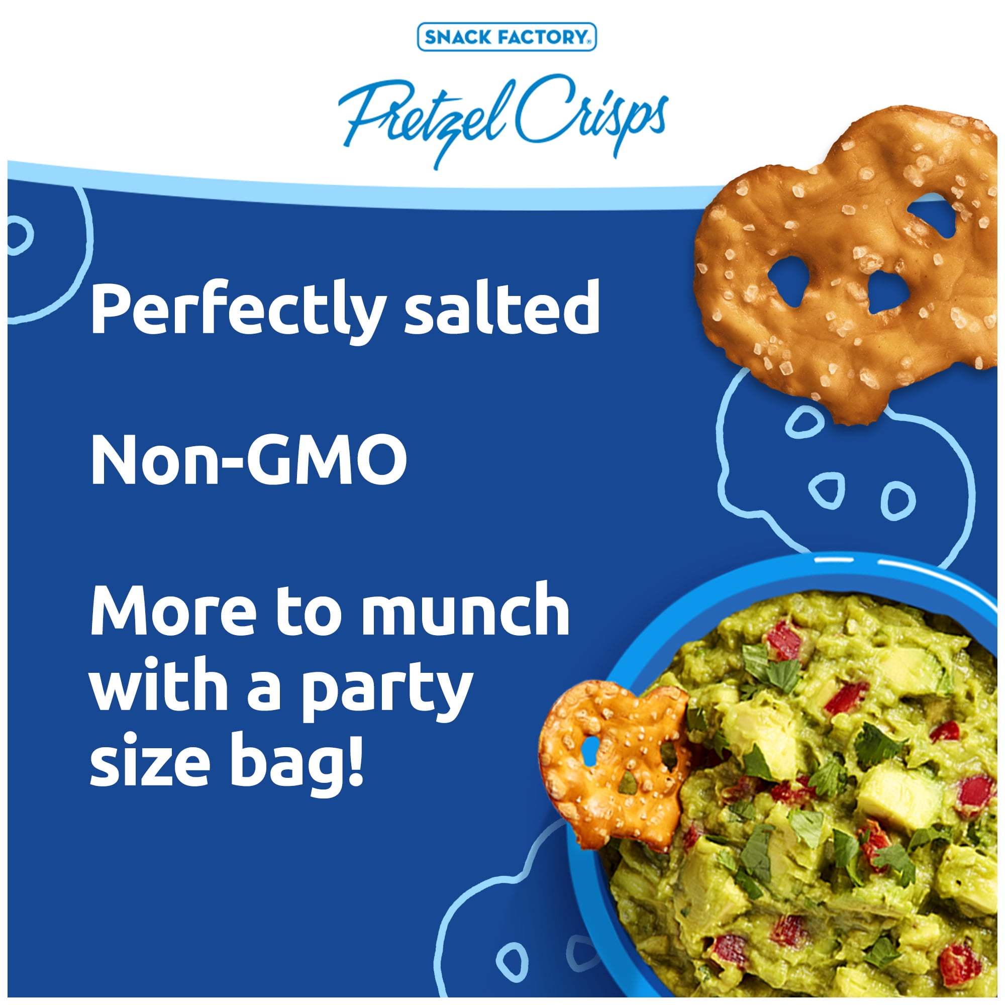 Snack Factory Original Pretzel Crisps, Non-GMO, 14 oz Party Size Bag