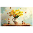 thumbnail image 1 of Spring Easter Banner Floral Design Backdrop Perfect for Photography Events Parties Home Decor Celebration Daffodils Butterflies Blossoms Display, 1 of 3
