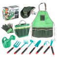 thumbnail image 2 of Vogacara Juego de 11 piezas de herramientas de jardinería para niños, minijardín interactivo, disfraces de plantación, delantal, sombrero, Juegos de césped, 2 of 6