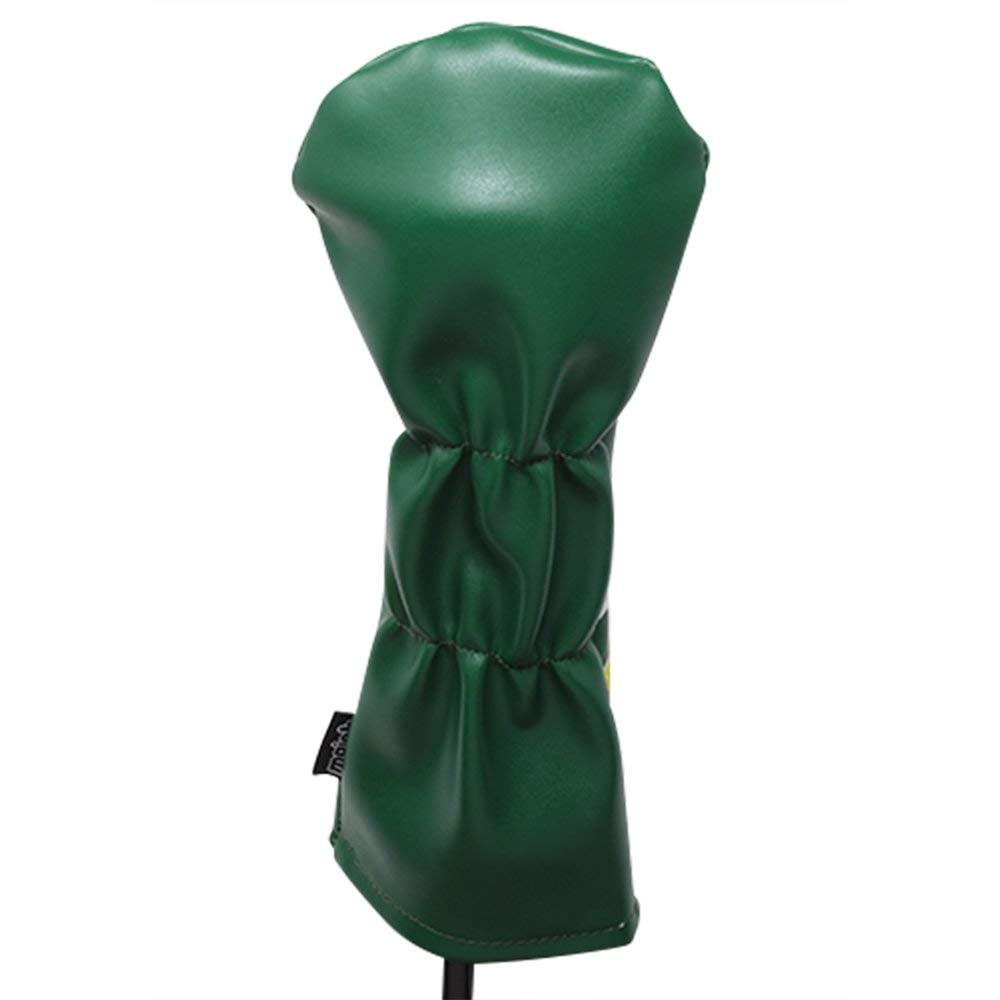 Majek Retro Golf Headcovers Green White and Yellow Vintage Leather Style 1 & 5 Driver Fairway Head Cover Fits 460cc Drivers Classic Look