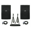 Peavey (2) Pvx12 Pro DJ 800W 12" Pa Speaker W/ Stands & Speakon - 1/4" Cables