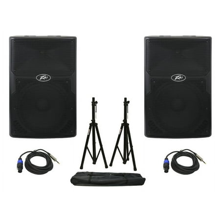 Peavey (2) Pvx12 Pro DJ 800W 12" Pa Speaker W/ Stands & Speakon - 1/4" Cables