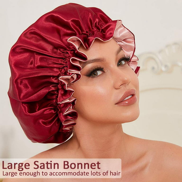 3 Pieces Night Hair Satin Bonnet, Sleep Hats, Double Layer Silk Bonnet,  Satin