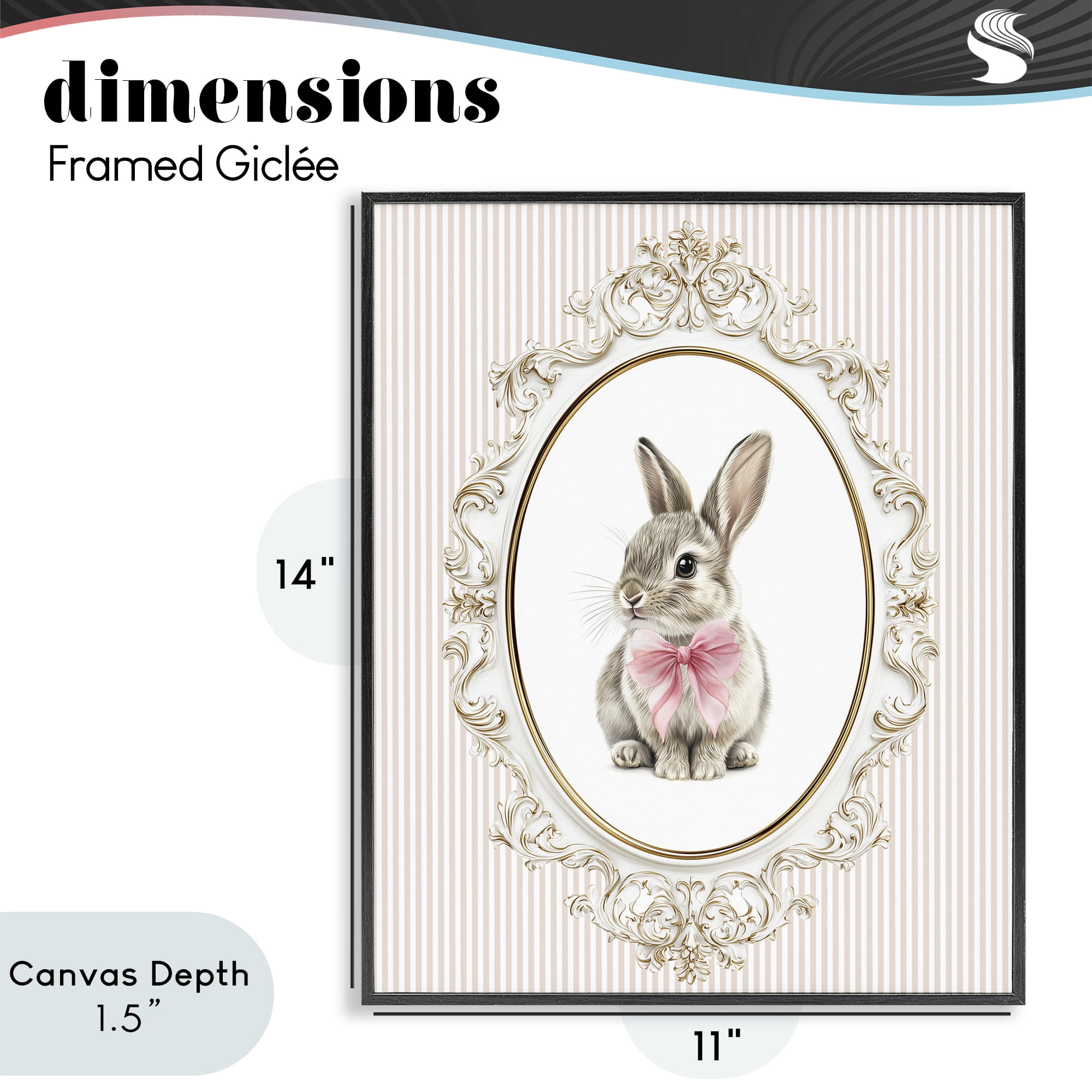 Stupell Industries Ornate Border Bunny Black Framed Giclee Art, design by Christine Simpson Art
