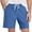 Blue, variant on Busydd Mens Casual Shorts Comfy Breathable Elastic Waist Cotton Shorts Solid Color Drawstring Running Gym Shorts with Back Zipper Pocket M
