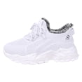 thumbnail image 6 of Winter Knitted Sneakers for Women Plush Lined Lace up Platform Walking Shoes Fashion Slip on Snow Booties White Size 7, 6 of 6