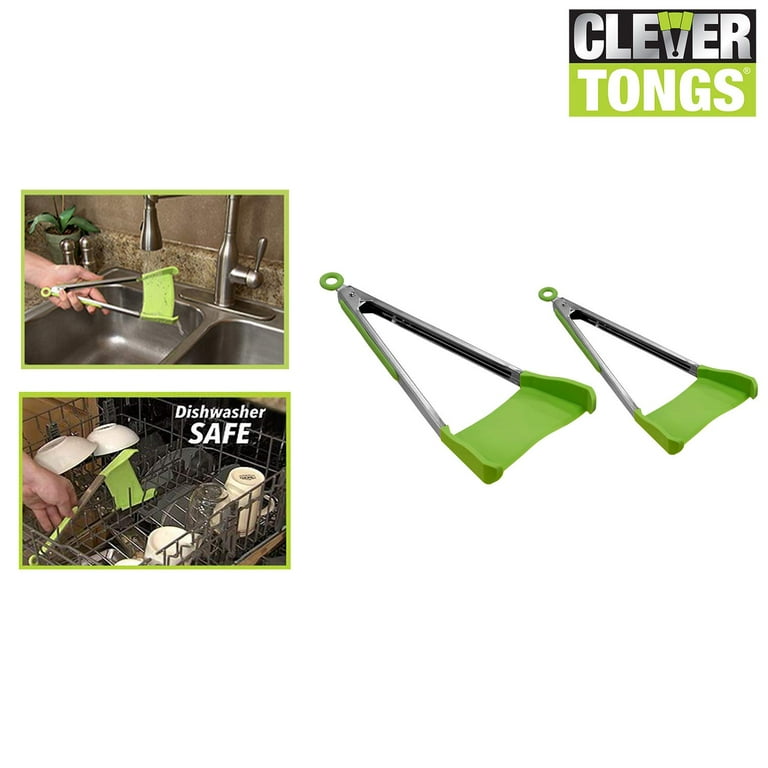 As Seen ON TV Clever Tongs 2 in 1 Kitchen Spatula/Tongs, 4 Pack 
