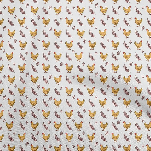 oneOone Viscose Jersey White Fabric Birds Rooster Craft Projects Decor Fabric Printed By The Yard 60 Inch Wide