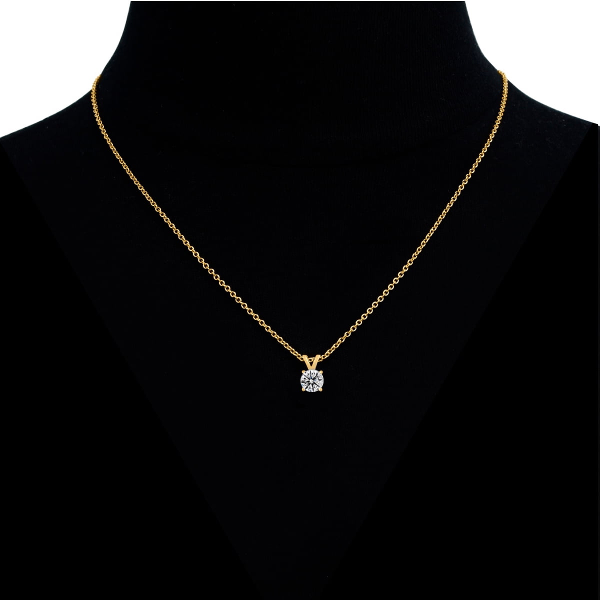 SuperJeweler Nearly 1/2 Carat Diamond Solitaire Necklace in 14 Karat Yellow Gold for Women