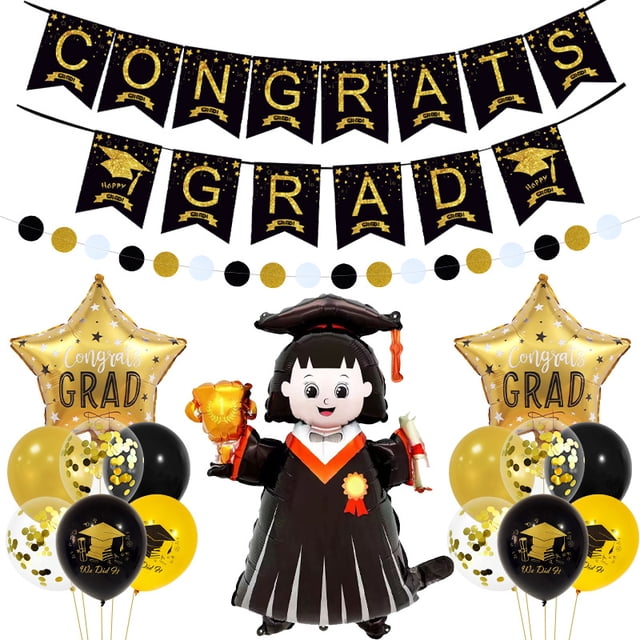 Kit de decoración para fiestas de graduación, 18 unidades, Congrats Grad