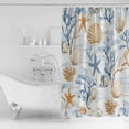 thumbnail image 4 of 72x78 Inch Shower Curtain Coastal Ocean Bathroom Decor Waterproof Fabric Bathtub Bath Curtains Decorative Coral Starfish Shell Abstract Conch Blue Extra Long Shower Curtain Set with Hooks, 4 of 6