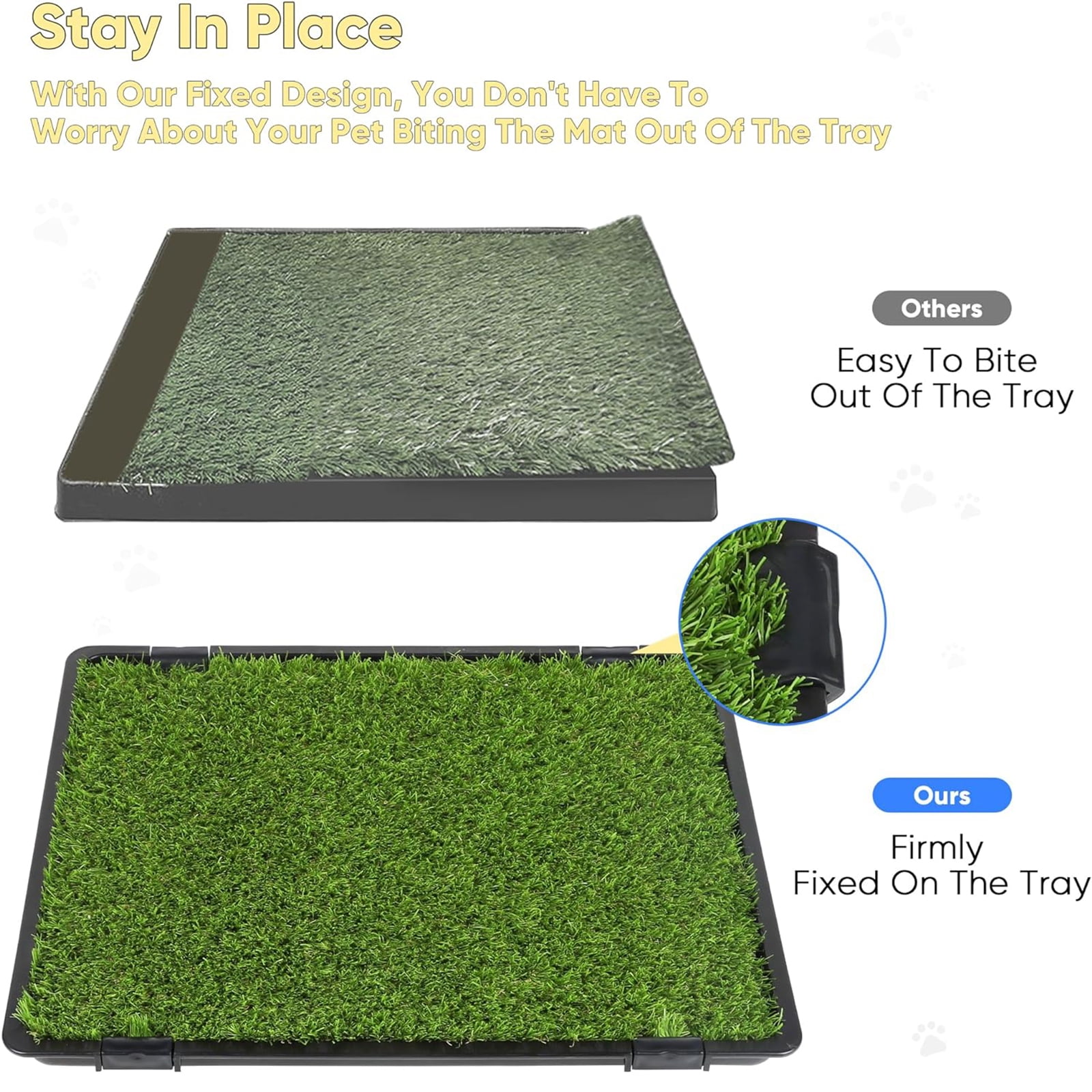Dog Grass Pad with Tray,Reusable Training Pad with Replaceable Artificial Grass,Quick Absorbent Indoor Portable Dog Patio Potty,Washable Pee Pad For Puppy (Black Tray + 2 Grass Pads for Replacement)