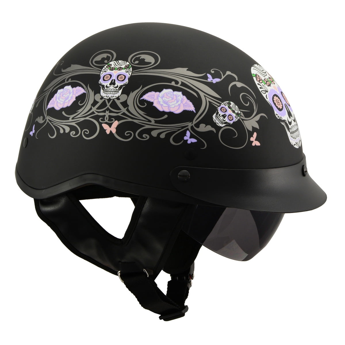 Milwaukee Performance Helmets MPH9726DOT 'Sugar Skull' Matte Black DOT
