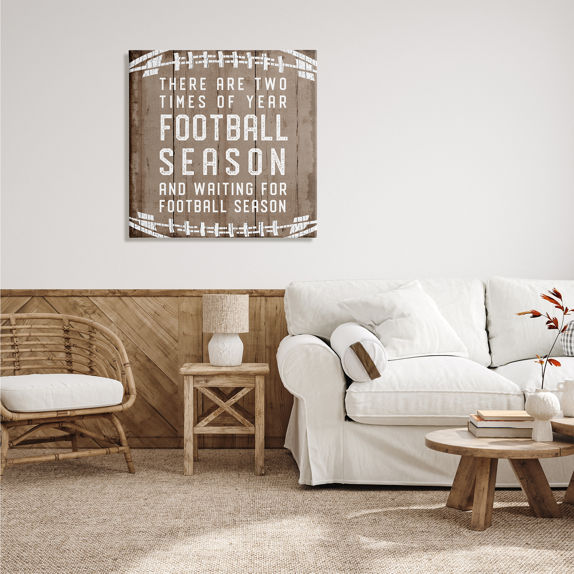 Stupell Industries Time of Year Football Season Rustic Sports Phrase, 30 x 30, Design by CAD Designs