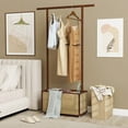 thumbnail image 2 of Costway Bamboo Clothes Rack with Rattan Storage Basket & Wheels, Rolling Garment Rack Brown, 2 of 10