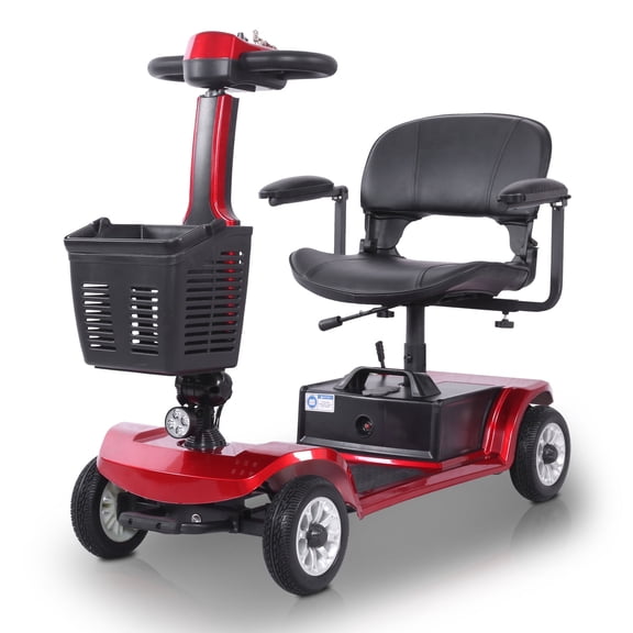 Electric Mobility Scooter, 4 Wheel Foldable Heavy-Duty Scooter for Adults & Seniors, 419 LB Capacity, 360° Swivel Seat, Storage Baskets, TSA Approved, for Indoor & Outdoor Travel