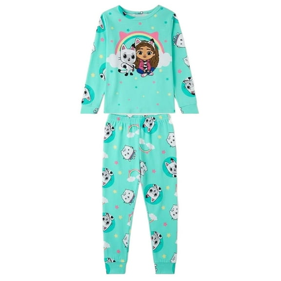 Gabby's Dollhouse Gabby, Pandy Paws and Cakey Cake Rainbow Character Pajama Set, Size 4