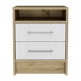 thumbnail image 4 of Nmkwnr Beside Table Nightstand with 2 Drawers and Open Shelf, White + Light Brown, 4 of 7