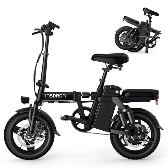 INSDRGN 14" Electric Bike for Adults and Teenager, 750W Peak Motor, 48V 499.2Wh Removable Battery, 20MPH, 28 Miles Range Commuting Mini E Bikes, UL2849, Black