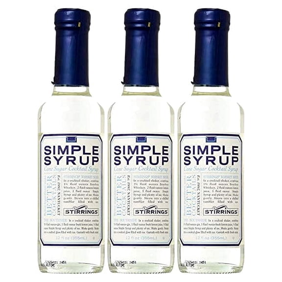 Stirrings Pure Cane Simple Syrup Cocktail Mixer - Excellent Flavoring for Coffee, Tea, and Baking | Pack of (3) | Pure, Natural, and Free of Harmful Preservatives