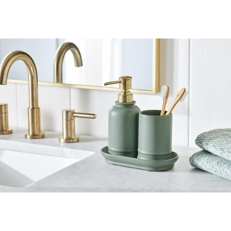 Better Homes & Gardens 3-Piece Ceramic Bathroom Set, Green photo 6