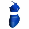 thumbnail image 5 of UTSJKR Women's Cross Wrap Halter Neck 3-Piece Crop Swimsuit with Mesh Cover-Up Skirt Bottom Beachwear Sets Blue L, 5 of 6