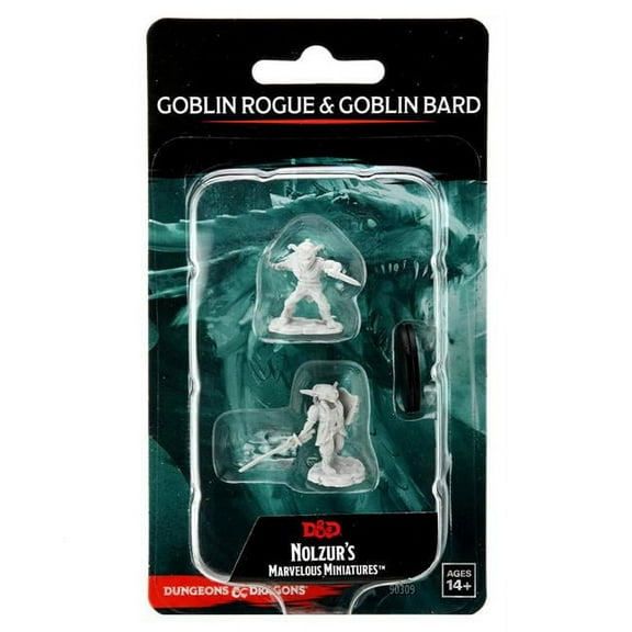 Goblin Rogue and Goblin Bard Nozurs Marvelous Miniatures D&D Unpainted Miniatures WizKids