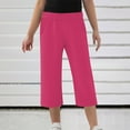 thumbnail image 2 of yillto Kids Capri Pants Loose Elastic Waist Straight Leg Cropped Pant Causal Summer Capris with Pockets, 2 of 6