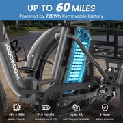 MOONCOOL TK2 Adult Electric Tricycle with Reverse, 48V 15Ah Removable Battery, Peak 1000W Motor, 20x3.0 Fat Tire, 60-Mile Range, 15.5 MPH