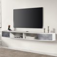thumbnail image 3 of Wampat Floating TV Stand WMT-W15U2186W Modern with LED Light and Storage Shelf for TVs up to 75", 3 of 9