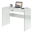 thumbnail image 2 of Convenience Concepts SoHo 30"H 42" W Glass Desk with Charging Station, White Faux Marble/Glass, 2 of 5