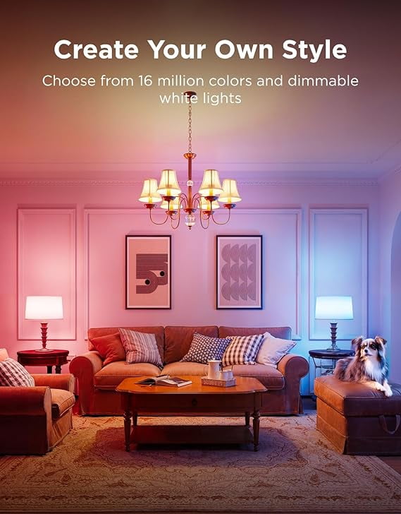 Govee Smart Candle LED Bulb,RGBWW Millions of Colors Changing Effect, 450LM,Voice Control,Support Alexa,Google Assistant,Matter,2 Packs