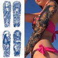 thumbnail image 3 of Etiqueta Engomada Del Tatuaje Brazo Arte Corporal 4 Uds Jesús Manga Completa Pegatinas Calavera Tatuajes Semipermanentes, 3 of 9