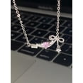 thumbnail image 2 of QQTDFG 1pc Titanium Steel Heart Pink Zircon Bow Knot Ladies Necklace Dating Gift-default, 2 of 6