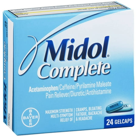 Midol menstruelles complet - Force maximale Gelcaps, 24 CT (Pack de 6)