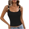 thumbnail image 3 of Women's Summer Sleeveless Round Neck Tank Top Camisole Shirt Lightweight Breathable Comfy Regular Fit Solid Color Casual Beach Vacation | CSEONE,Black L, 3 of 9