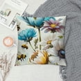 thumbnail image 2 of Shiartex Bees in The Blooming Flowers Floral，Printed Pillows Case Soft Throw Pillow Printing Couch Pillowcase Square ，Blue White, 2 of 5
