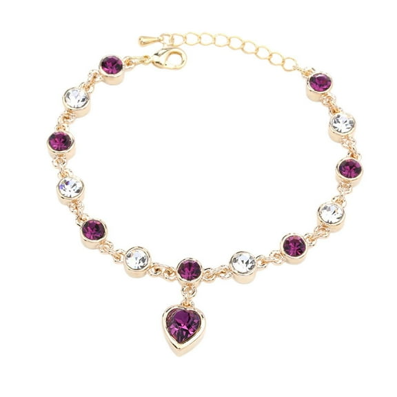 Love Heart Bracelet Alloy Adjustable Bangle Bracelets for Womens Gifts Simple Cubic Zirconia Birthstone