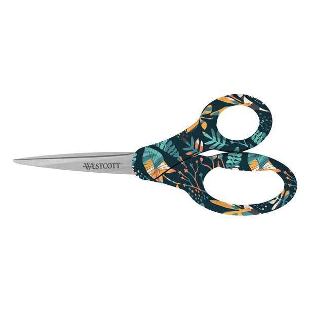 Westcott Fashion Scissors, 8”, Stainless Steel, Straight, MultiColor