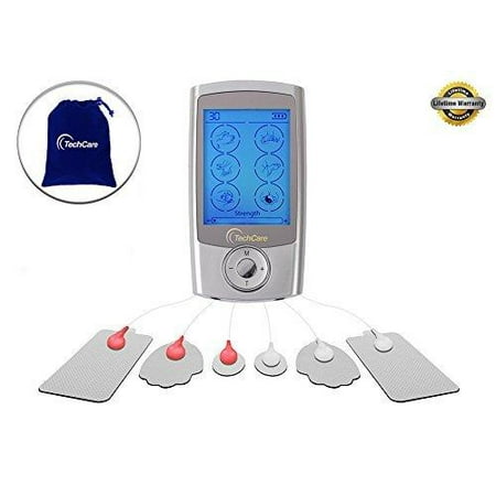 TechCare Pro TENS Unit 24 Modes Best Portable Massager Back Neck Stress Sciatic Pain, Handheld Full Body Palm Plus Digital Pulse Impulse Professional Micro Massager (The Best Thing For Back Pain)