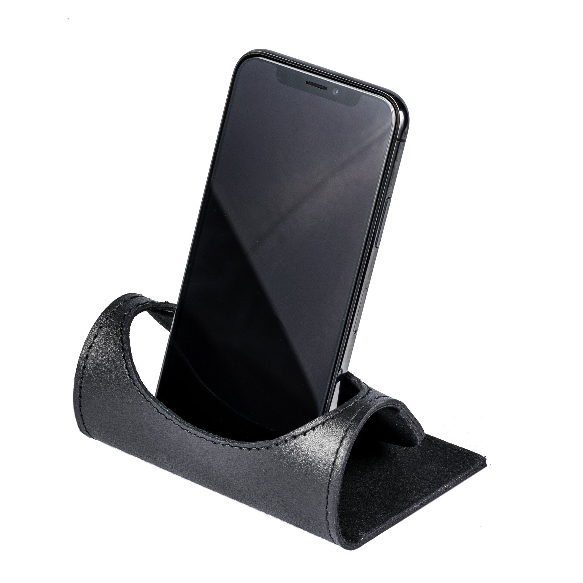 Black Leather Foldable Cell Phone Holder