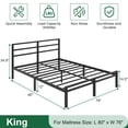 thumbnail image 2 of Napcenter 12 inch King Size Bed Frame with Headboard and Footboard, Metal Platform No Box Spring Needed, Easy Assembly, Black, 2 of 9