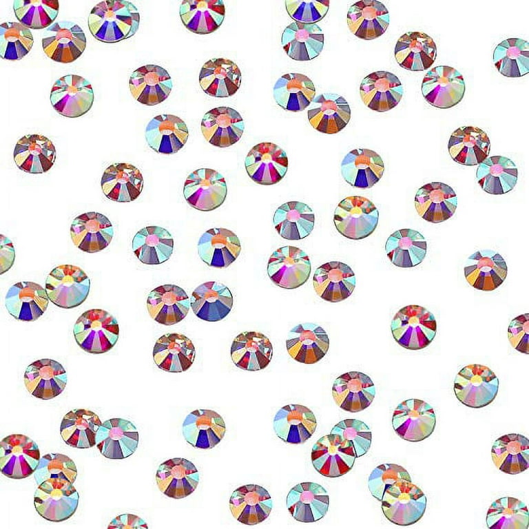  2880 Pieces AB Clear Crystal Diamond Rhinestones Flat Back  Round Rhinestones Iridescent Crystals Round Beads Flat Back Glass (Clear,SS20)  : Arts, Crafts & Sewing