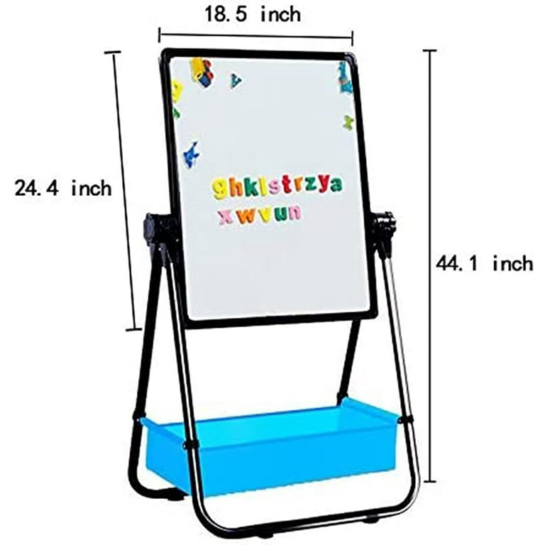 Ealing Kids Easel with Including Accessories，Double Sided Wooden Easel for  Kids - Magnetic Chalkboard & Painting Board , Art Easel for Toddlers 3-8  Ages， Height Adjustable 29.5inch-44in,Black 